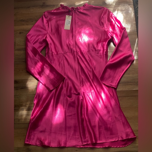 Never Fully Dressed Satin Hot Pink Mini Dress - Picture 3 of 4